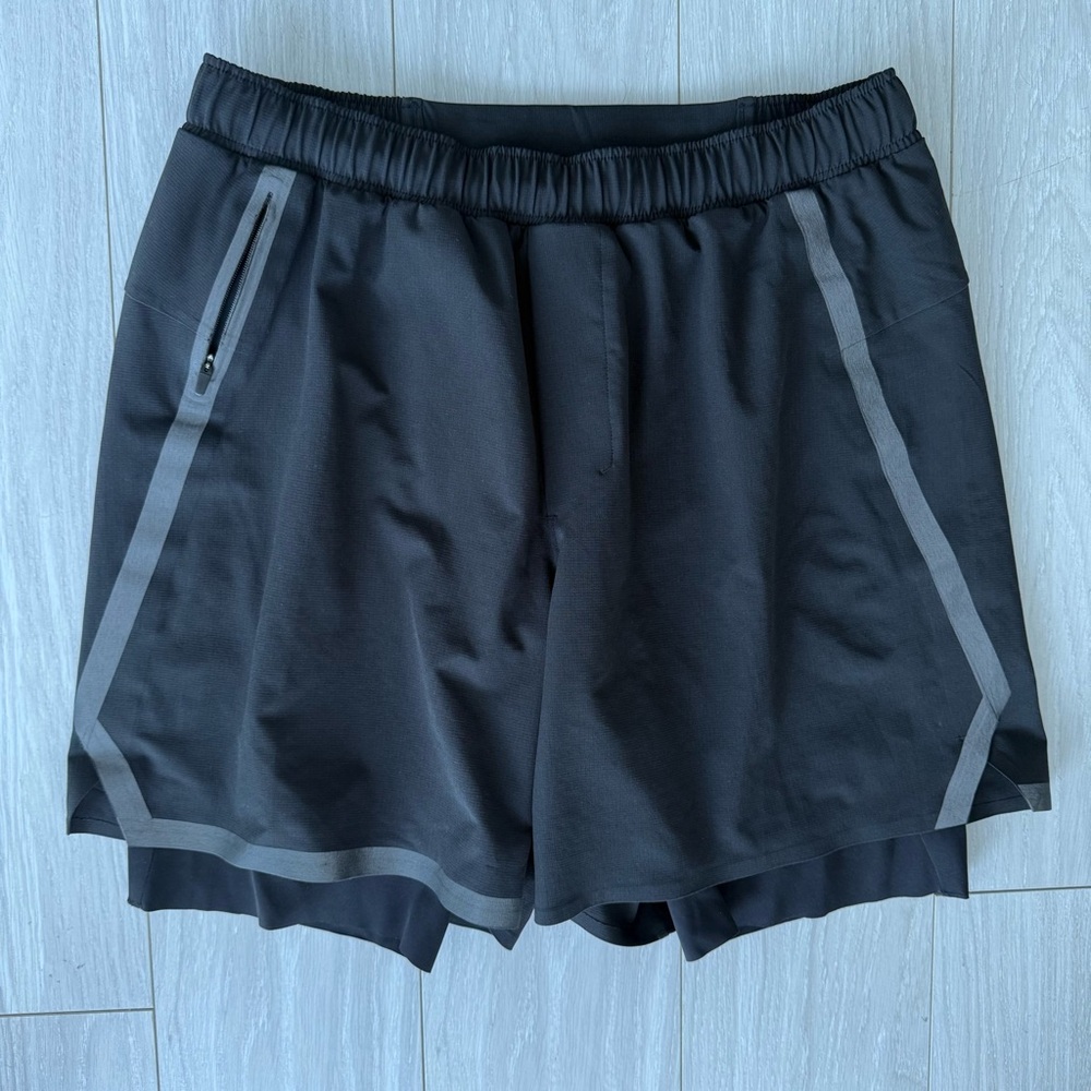 Lululemon Surge Short Bold Lines Size Medium Black